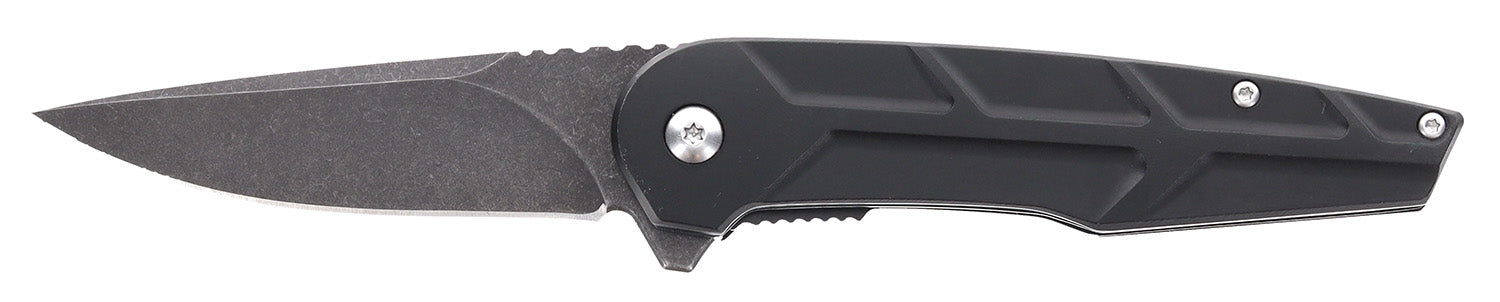 Schrade 1159329 Reckon Folder 3.25" Drop Point Plain Dark Stonewash D2 Steel 4.40" Black Aluminum Handle