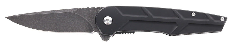 Schrade 1159329 Reckon Folder 3.25" Drop Point Plain Dark Stonewash D2 Steel 4.40" Black Aluminum Handle