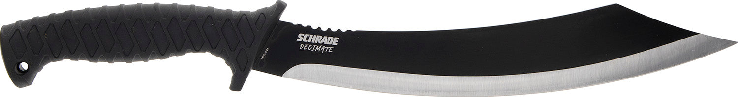 Schrade 1182527 Decimate Parang Fixed Blade 11.75" Black Oxide 3Cr13 Steel 6.75" Rubber Overmold Handle Sheath Included