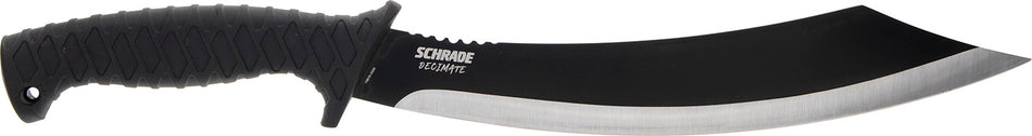 Schrade 1182527 Decimate Parang Fixed Blade 11.75" Black Oxide 3Cr13 Steel 6.75" Rubber Overmold Handle Sheath Included