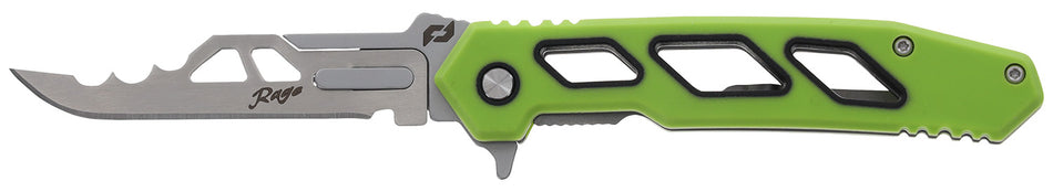 Schrade 1197645 Isolate Enrage 7 2.60" Folding Scalpel Satin 420A Blade Green Carbon Fiber Handle Blade Tool/Case/Sheath