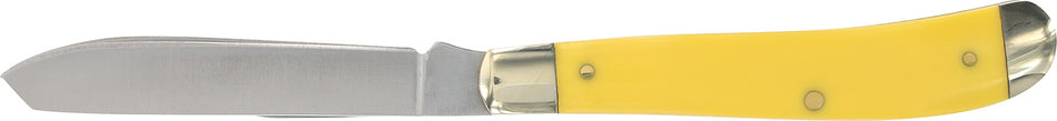 Old Timer Gunstock Trapper 1180011 3" Folding Stainless Steel Two-Blade Yellow Handle