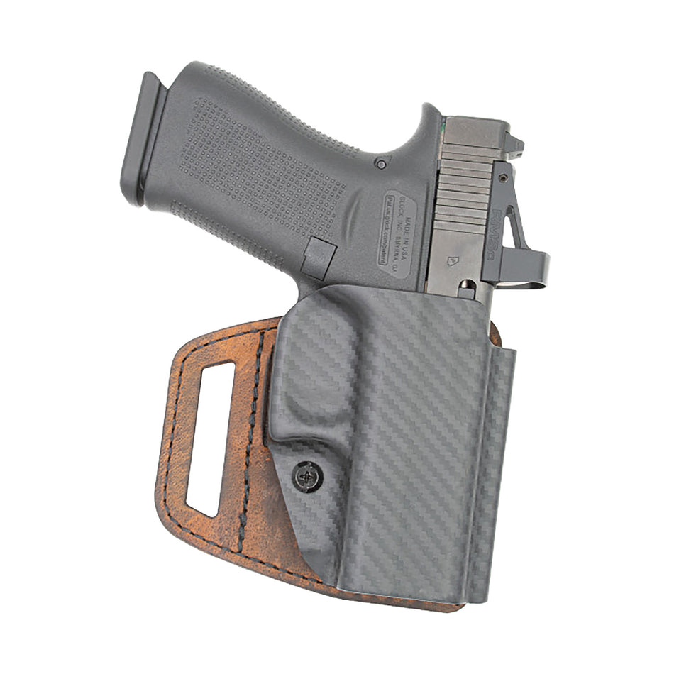 Versacarry VSL211G19 V-Slide Outside Waistband Holster Brown Leather/Polymer Fits Glock 19 RH