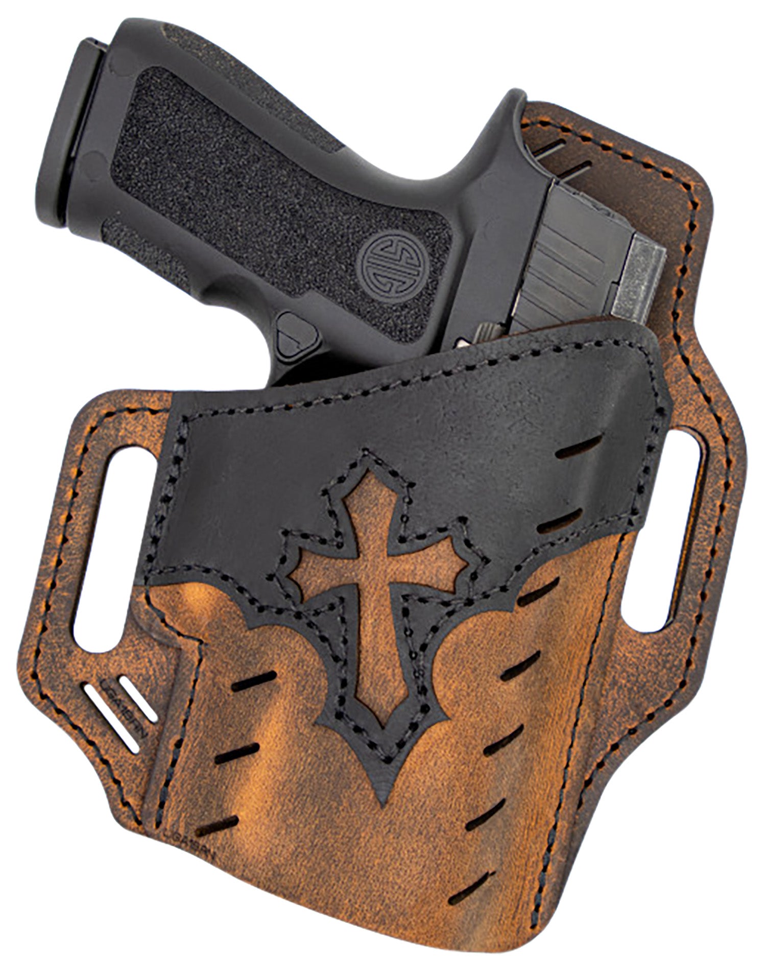 Versacarry UGA4BRN Guardian Arc Angel OWB Holster Size 04 Black/Brown Leather Belt Slide RH