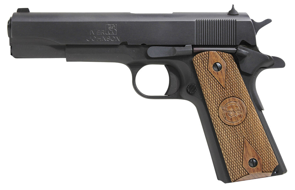 Iver Johnson 1911 A1 .38 Super 9+1 5" Matte Blued Steel Pistol with Walnut Grips