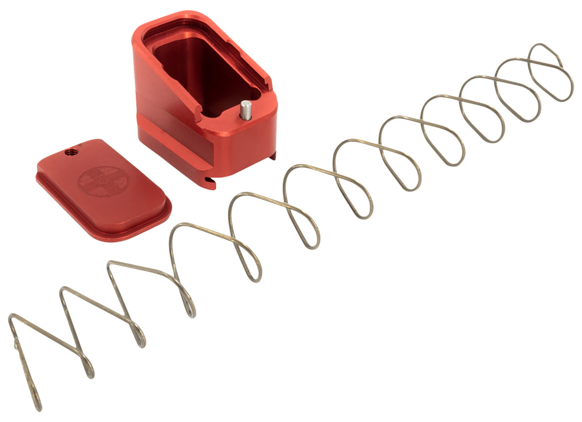 Shield Arms Glock 17/22/34/45 Magazine Extension +5 Rounds, Red Anodized Aluminum