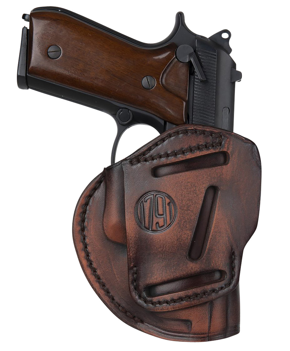 1791 Gunleather 3WH6VTGA 3-Way Concealment Holster Size 06 Vintage Leather Belt Loop - Ambidextrous