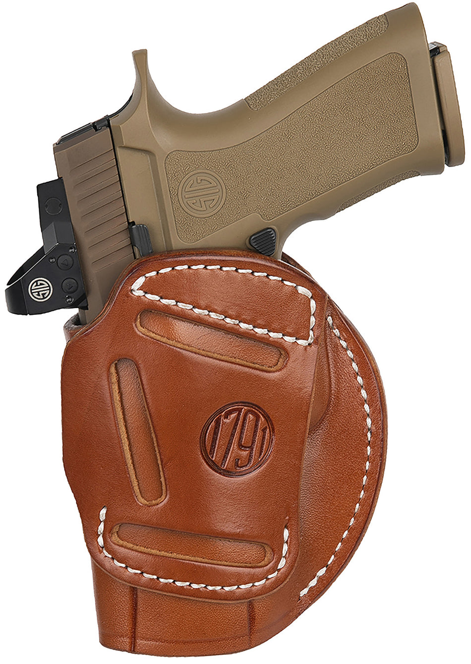 1791 Gunleather 4WH6CBRR 4-Way Concealment Holster Size 06 Classic Brown Leather Belt Clip - Glock 17/Ruger American RH