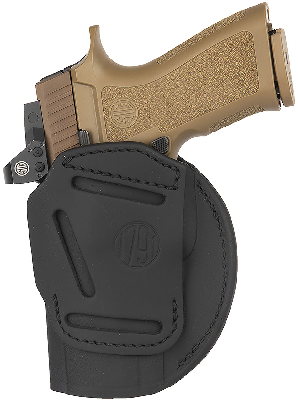 1791 Gunleather 4WH6SBLR 4-Way Concealment Holster Size 06 Stealth Black Leather Belt Clip - XDM/Glock 20 RH