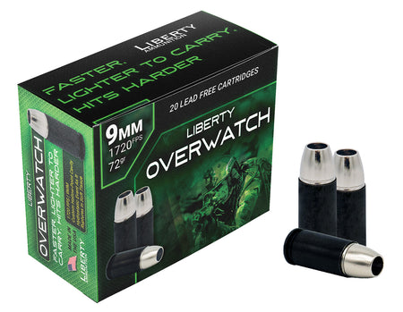 Liberty Ammunition 9mm Luger/Parabellum LAOW9MM721700 OverWatch Open Cavity Design 72 Grain