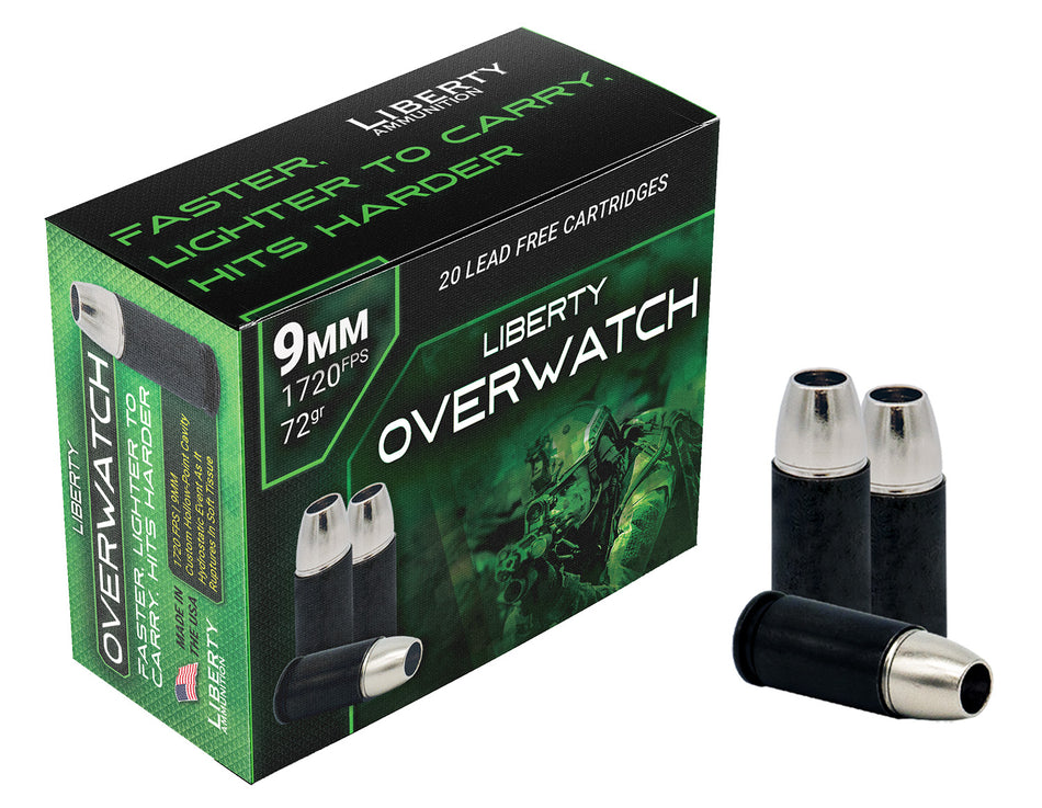 Liberty Ammunition 9mm Luger/Parabellum LAOW9MM721700 OverWatch Open Cavity Design 72 Grain