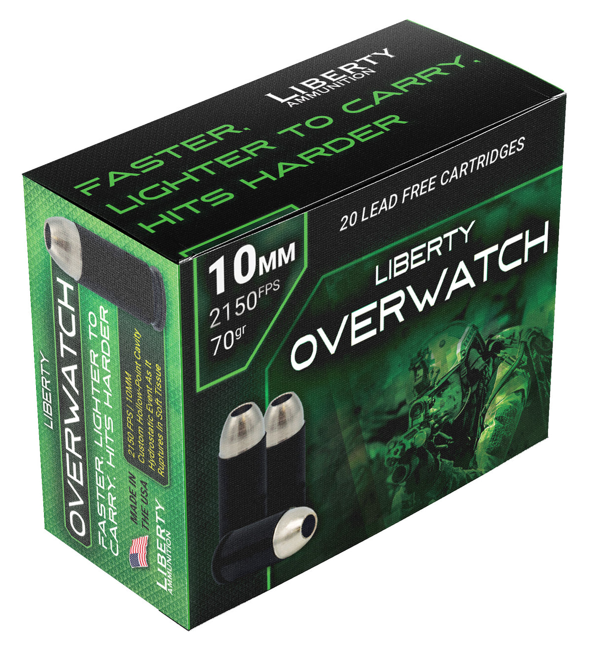 Liberty Ammunition 10mm Auto LAOW10MM702150 OverWatch Open Cavity Design 70 Grain