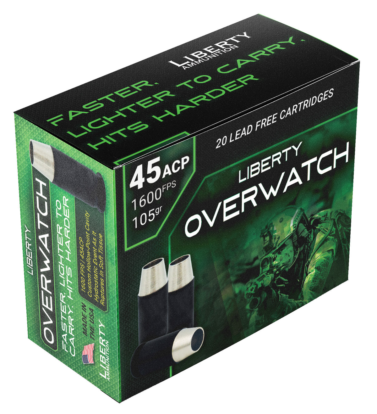 Liberty Ammunition .45 ACP/Auto LAOW451051600 OverWatch Open Cavity Design 105 Grain