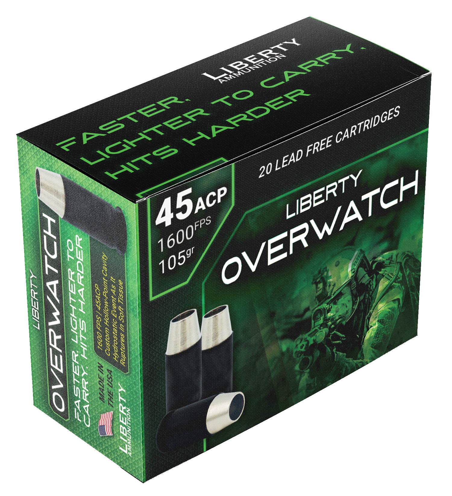 Liberty Ammunition .45 ACP/Auto LAOW451051600 OverWatch Open Cavity Design 105 Grain