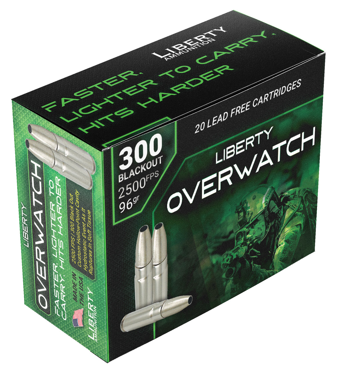 Liberty Ammunition .300 AAC Blackout LAOW300962500 OverWatch Open Cavity Design 96 Grain
