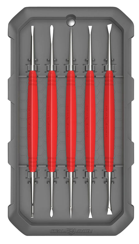 Real Avid AVAGSPS Accu-Grip 5-Piece Steel Picks with Red Rubber Overmold for Firearm Cleaning