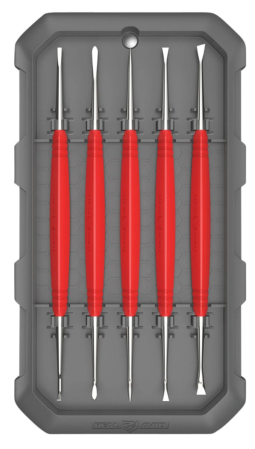 Real Avid AVAGSPS Accu-Grip 5-Piece Steel Picks with Red Rubber Overmold for Firearm Cleaning
