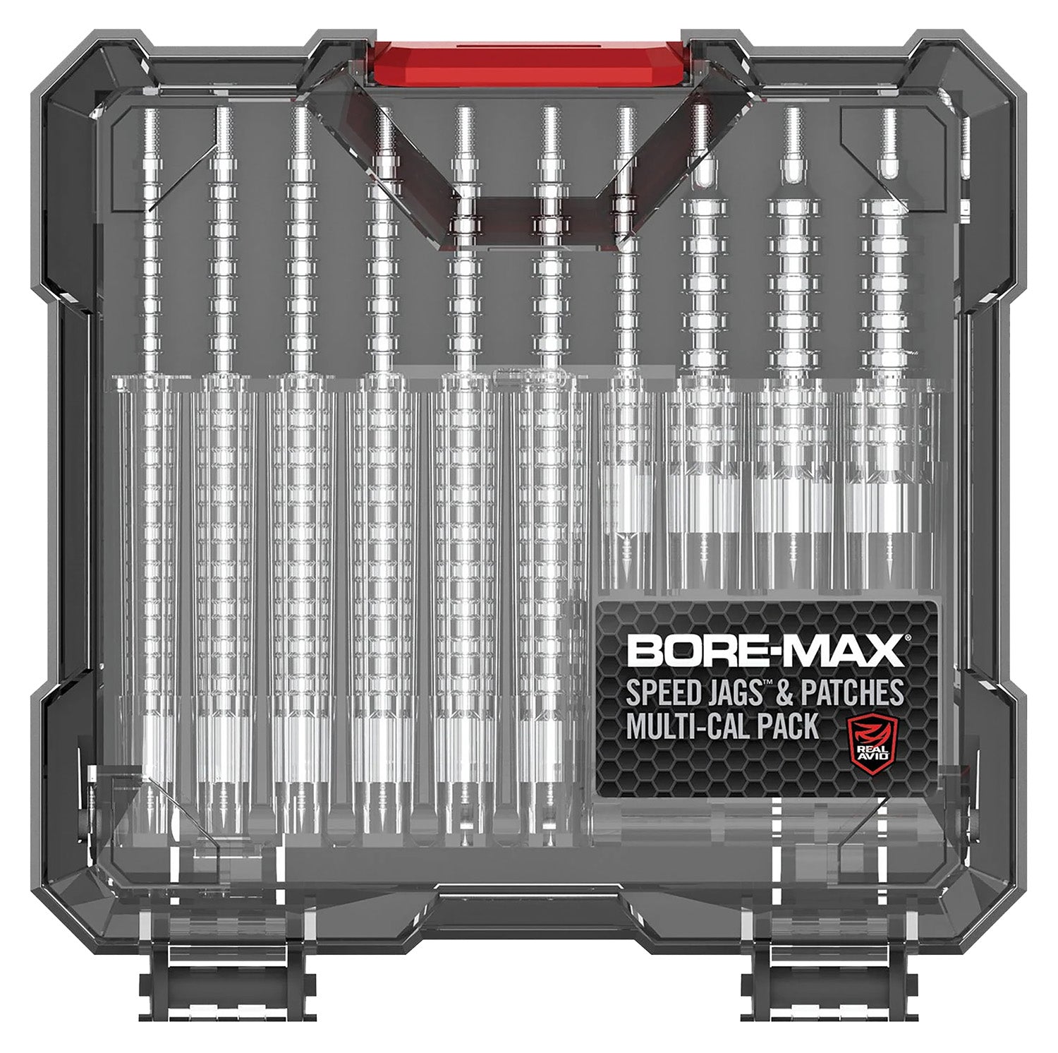 Real Avid Bore-Max Nickel-Plated Jag & Patch Set Multi-Caliber 500 Patches AVBMJAGS