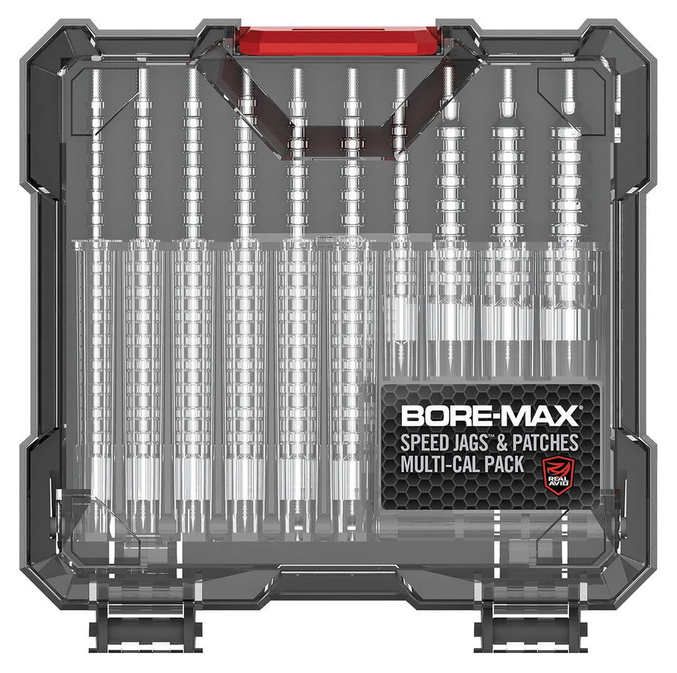 Real Avid Bore-Max Nickel-Plated Jag & Patch Set Multi-Caliber 500 Patches AVBMJAGS