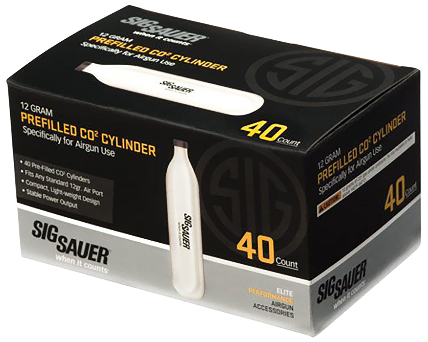 Sig Sauer AC1240 12g CO2 Cartridges for Airguns 40-Count Box