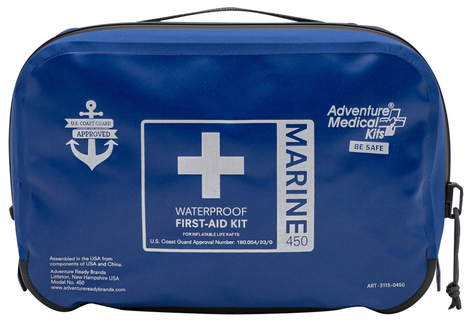 AMK Marine 450 Waterproof First Aid Kit with Marine Medicine Guide - Blue