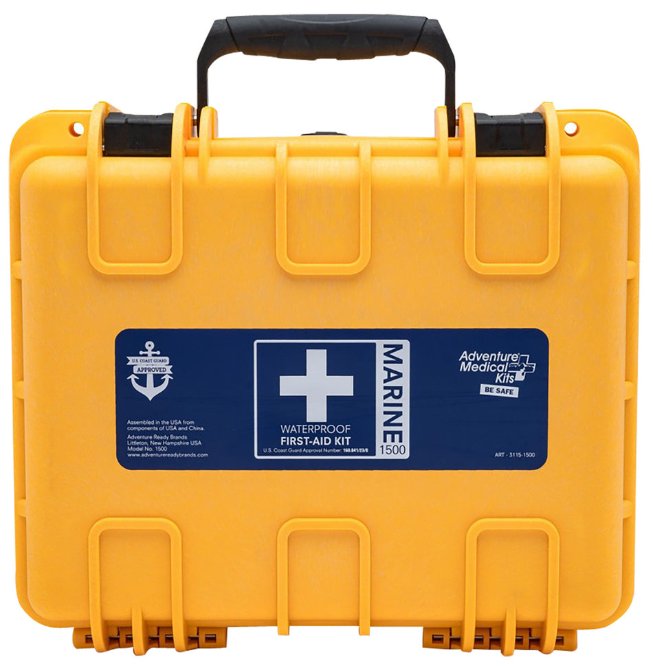 AMK Marine 600 First Aid Kit with Marine Medicine Guide - Waterproof Yellow
