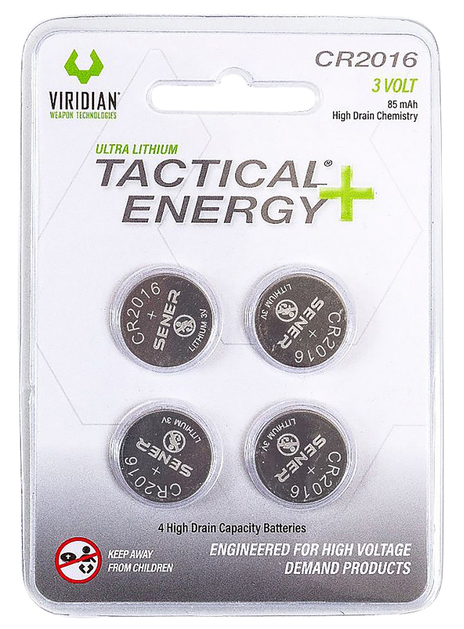 Viridian CR2016 Tactical Energy+ Lithium Battery Silver 3.0 Volts 85mAh, 4 Count