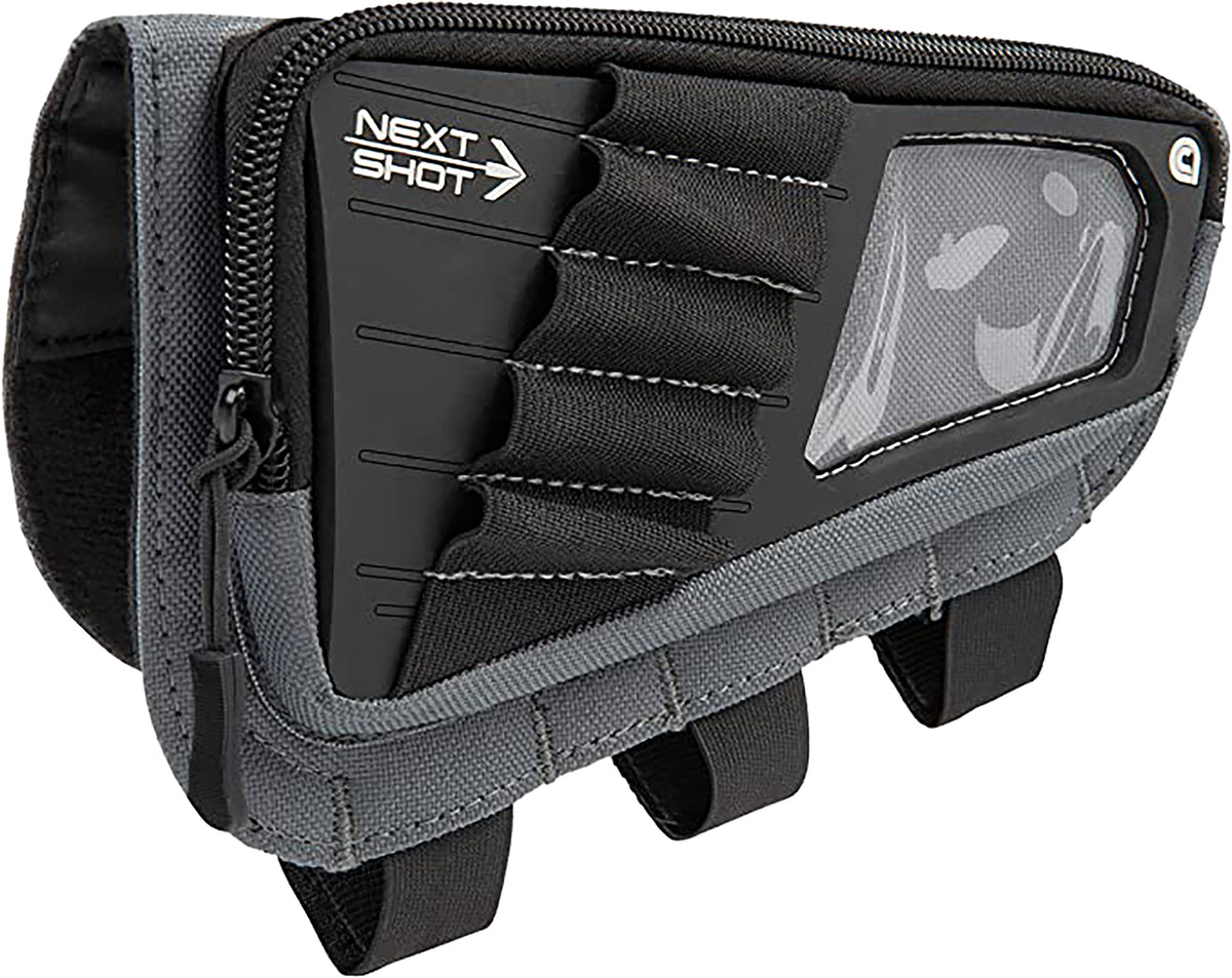 Allen Cody Next Shot Rifle Buttstock Pouch with Mag Pocket, 5-Round, .223 to 300 Win Magnum, Gray