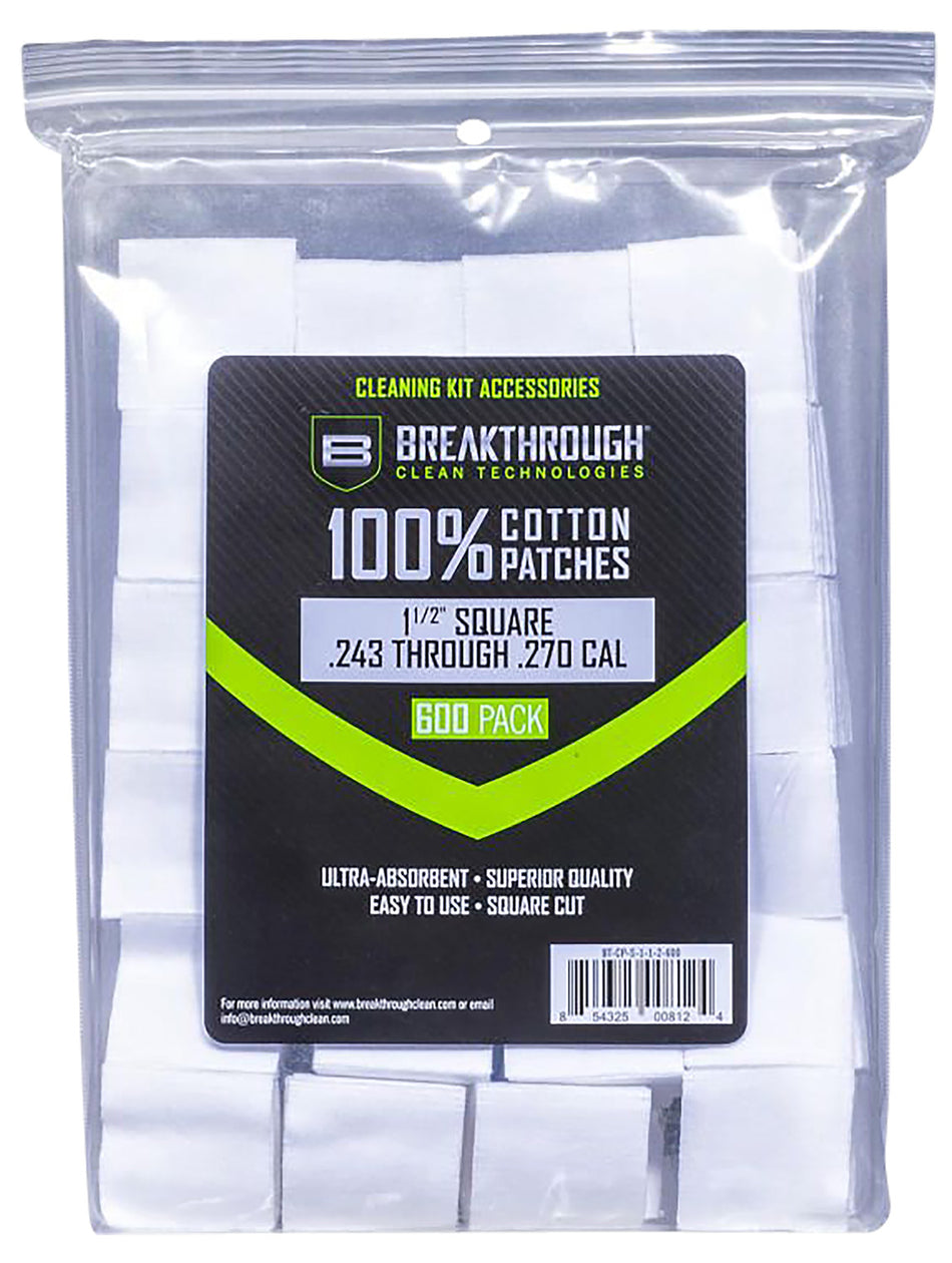 Breakthrough Clean 243/270 Cal Square Cleaning Patches 600 Pieces BTCPS112600