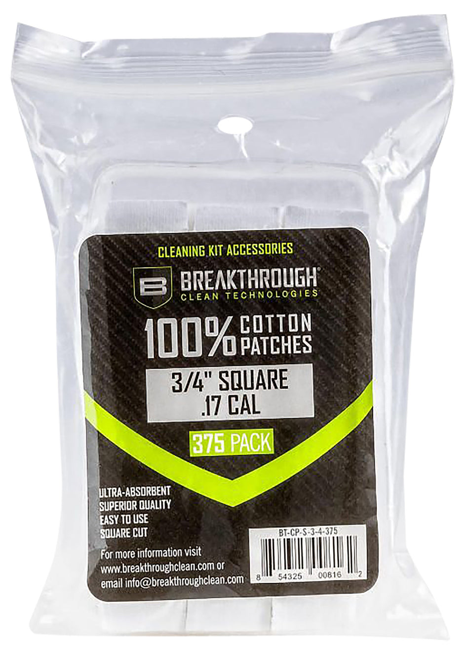 Breakthrough Clean .17/.177 Cal Square Cleaning Patches 375 Pieces BTCPS34375