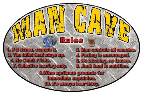 Rivers Edge 12x17 Embossed Tin Sign Mancave Rules