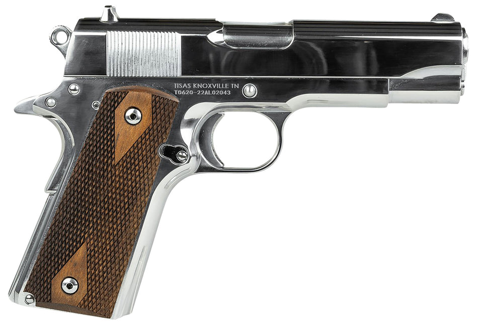 SDS Imports 1911A1 Desperado .38 Super/9mm Luger 9+1 4.25" Pistol, Chrome Slide & Frame, Wood Grips
