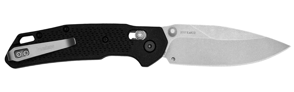 Kershaw Heist 2037 3.20" Mid-Size Folder Clip Point Stonewashed D2 Blade, Gray Glass-Filled Nylon Handle, Reversible Deep-Carry Clip