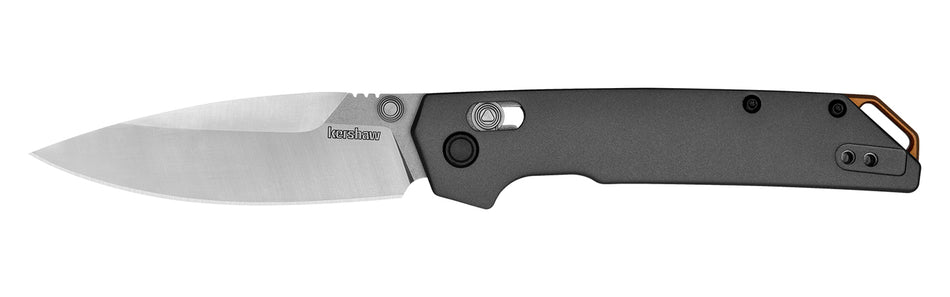 Kershaw Iridium 2038 3.40" Full Size Folder Spear Point D2 Satin/Stonewashed Blade, Gray Anodized Aluminum Handle & Reversible Clip