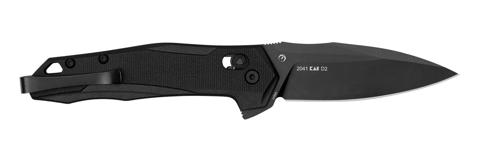 Kershaw Monitor 2041 3" Mid-Size Folder Spear Point Black Oxide D2 Blade, Black Textured Glass-Filled Nylon Handle, Reversible Clip