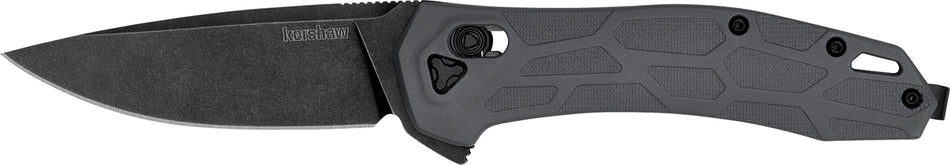 Kershaw Covalent 2042 3.20" Mid-Size Folder Drop Point D2 Blackwash Blade, Gray Glass-Filled Nylon Handle, Reversible Deep-Carry Clip