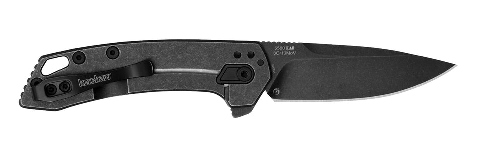 Kershaw Radar Assisted Open 2.90" Drop Point Blackwash 8Cr13MoV Blade, All-Steel Construction, 4-Position Deep-Carry Clip