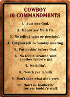 Rivers Edge 12x17 Embossed Tin Sign Cowboy Ten Commandments