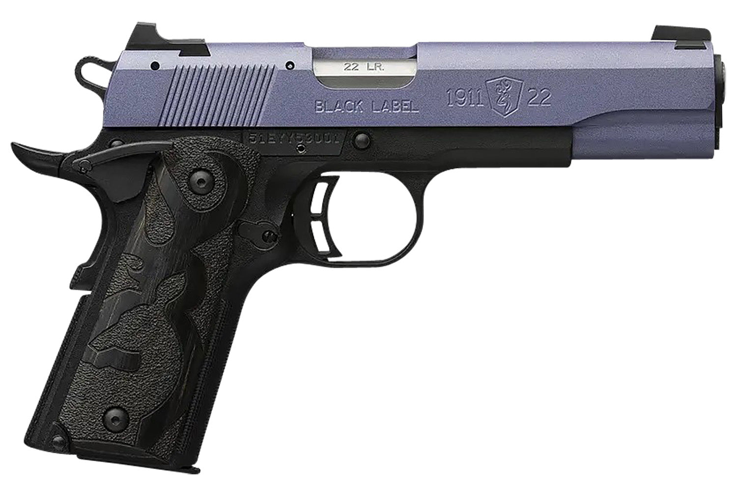 Browning 1911 Black Label Full Size 22 LR Pistol, Crushed Orchid Cerakote Slide, 4.25" Barrel