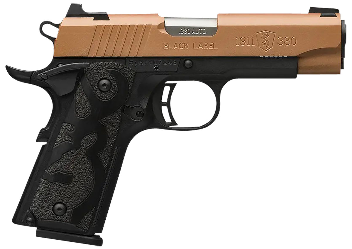 Browning 1911 Black Label Compact 380 ACP Pistol, Copper Cerakote Slide, 3.63" Barrel