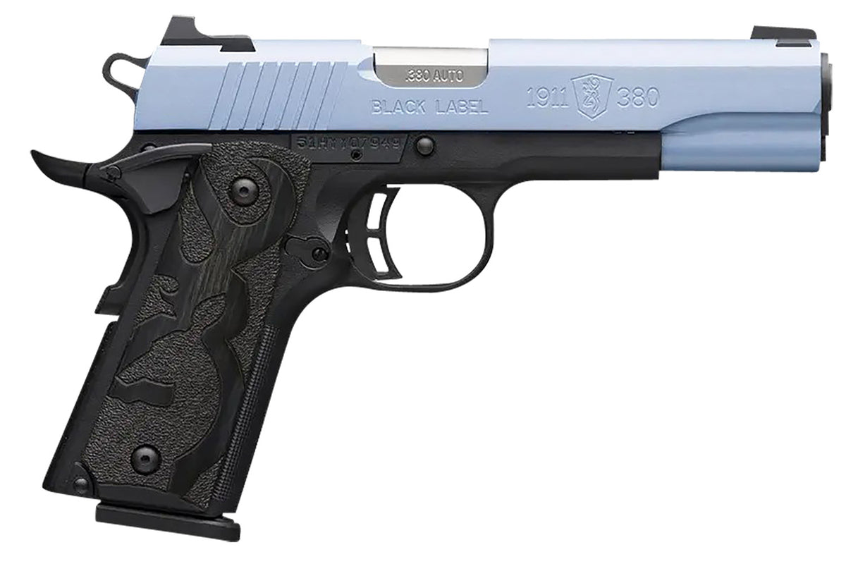 Browning 1911-380 Black Label Full Size 380 ACP Pistol, Polar Blue Cerakote Slide
