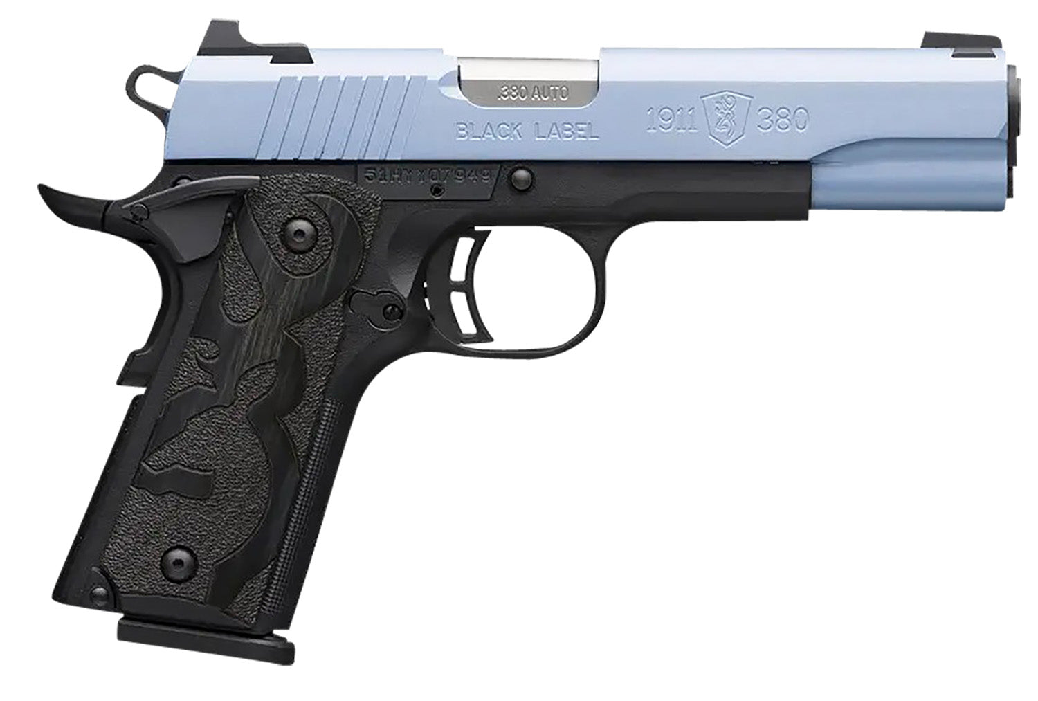 Browning 1911-380 Black Label Full Size 380 ACP Pistol, Polar Blue Cerakote Slide