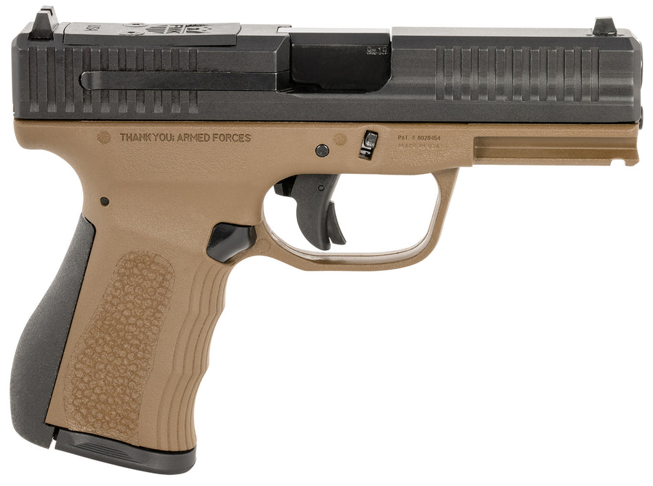 FMK G3 FMKG49BB 9mm Luger Pistol, 14+1 Capacity, 4" Stainless Barrel, Burnt Bronze Frame w/Picatinny Rail