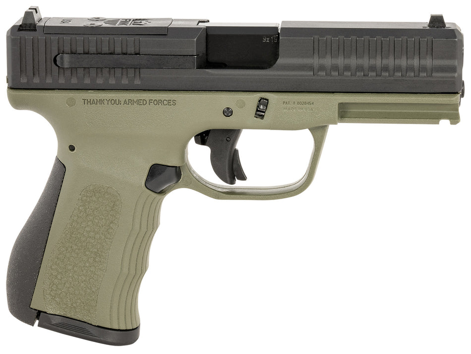 FMK G3 FMKG49OD 9mm Luger Pistol, 14+1 Capacity, 4" Stainless Barrel, OD Green Frame w/Picatinny Rail
