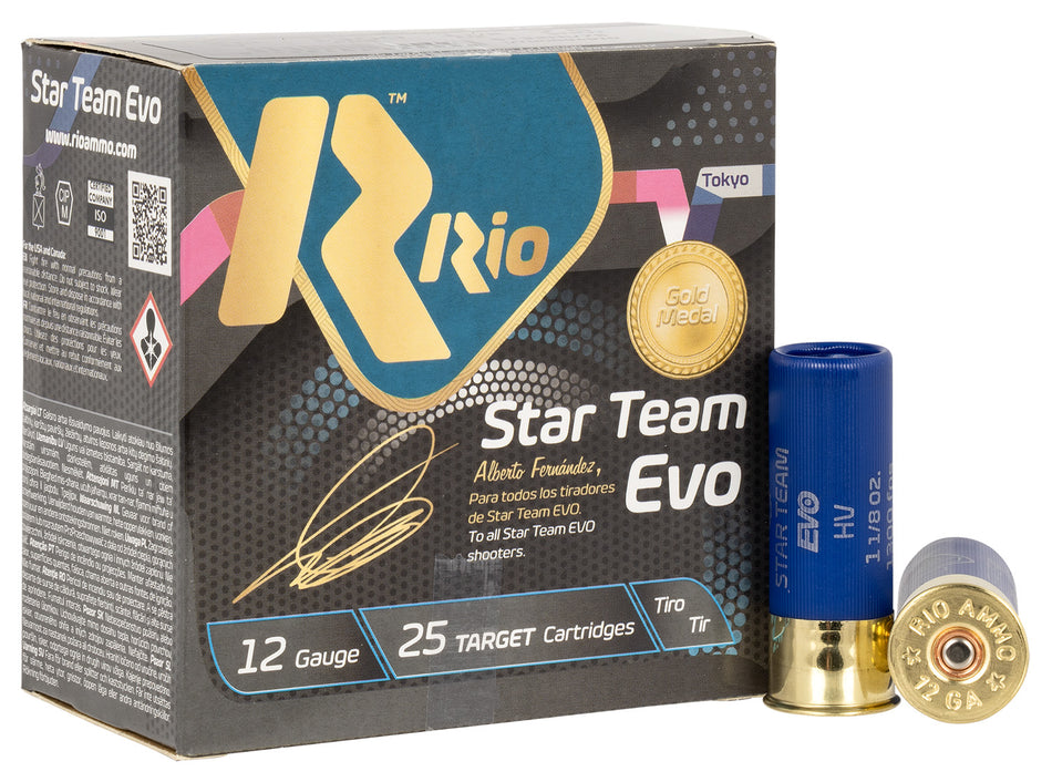 Rio Ammunition 12 Gauge Shotgun Shells Star Team EVO High Velocity #7.5 1-1/8 oz 2.75 in