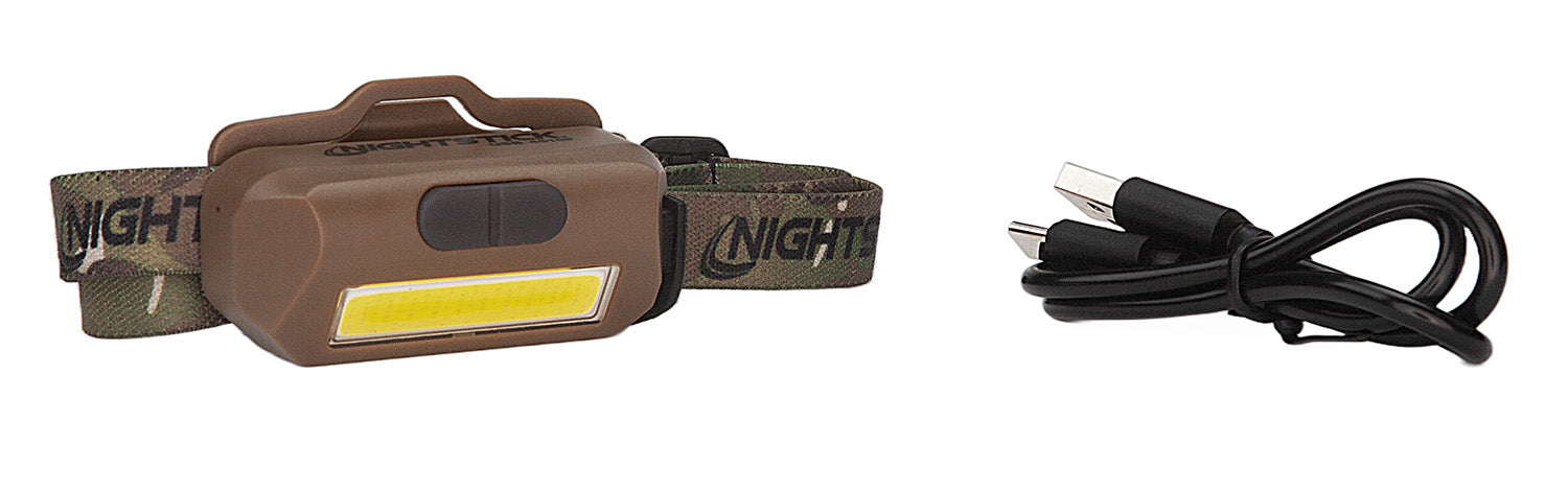 Nightstick USB4510F Rechargeable Multi-Flood Headlamp FDE/Camo 35/60/250 Lumens Multi-Color LED