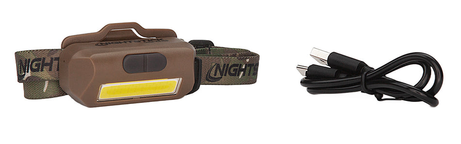 Nightstick USB4510F Rechargeable Multi-Flood Headlamp FDE/Camo 35/60/250 Lumens Multi-Color LED