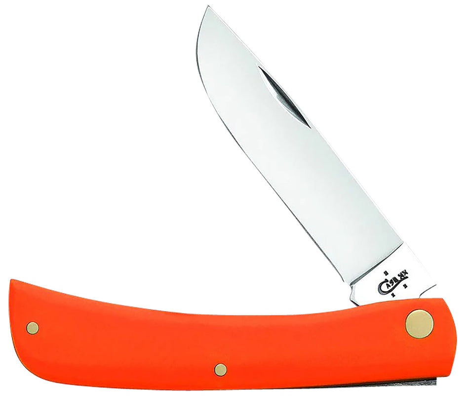 Case 80512 Sod Buster Folding Knife 3.30" Skinner Plain Mirror Polished Tru-Sharp Stainless Steel Blade, Orange Synthetic Handle