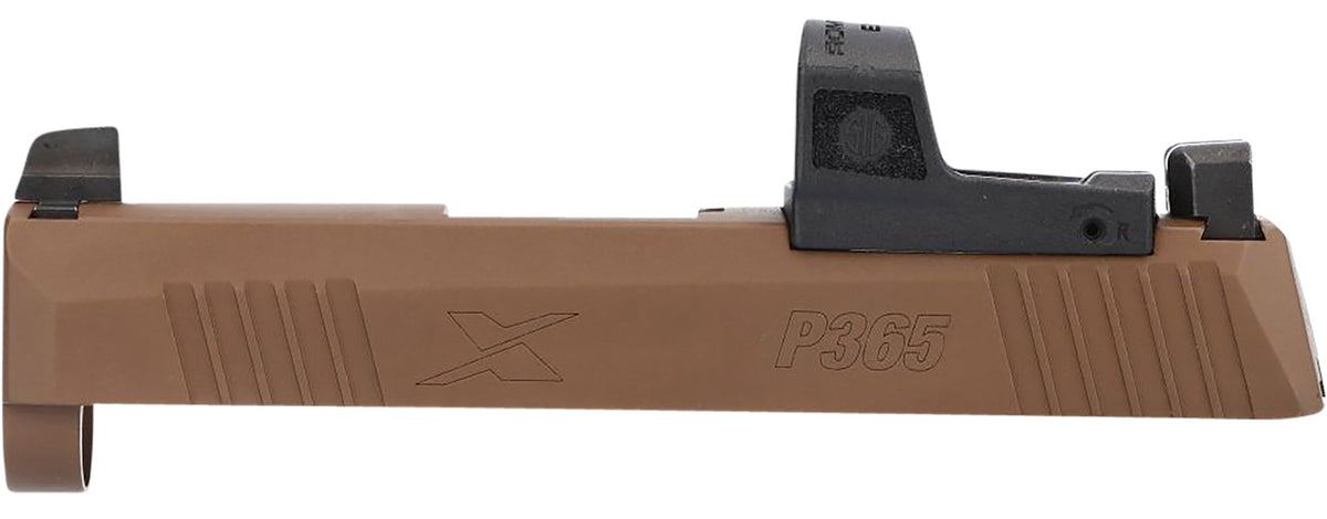 Sig Sauer P365X Factory Slide Assembly 9mm Luger Coyote Tan Nitron Stainless Steel Serrated Optic Cut XRAY3 Day/Night Sights