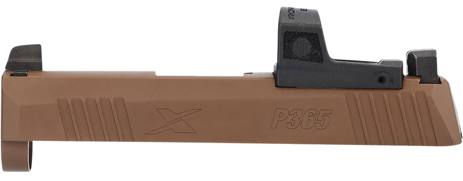 Sig Sauer P365X Factory Slide Assembly 9mm Luger Coyote Tan Nitron Stainless Steel Serrated Optic Cut XRAY3 Day/Night Sights